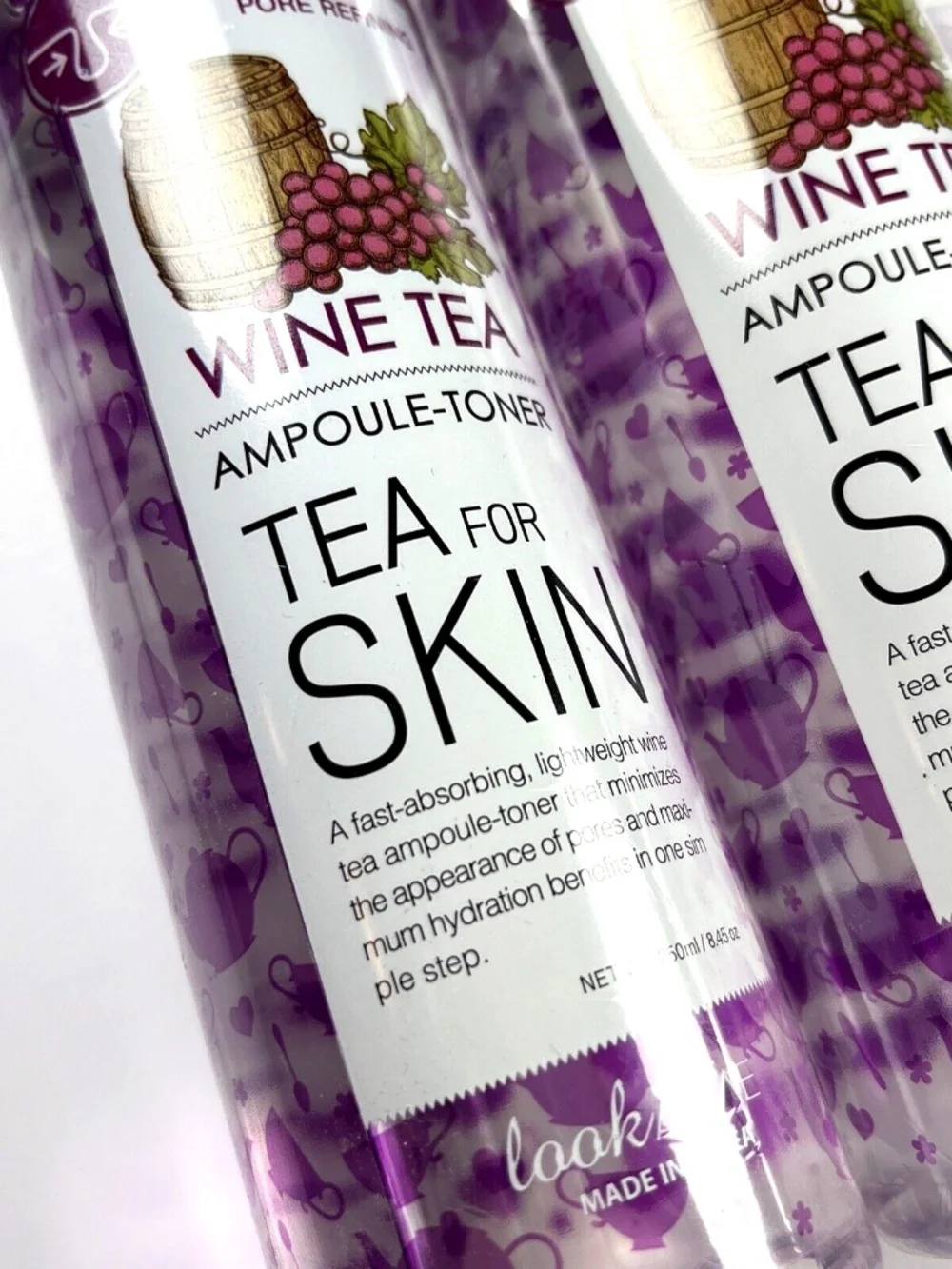 2 pack Look At Me Wine Tea Ampoule Toner 250ml Korean Hydrating K-Beauty NWT